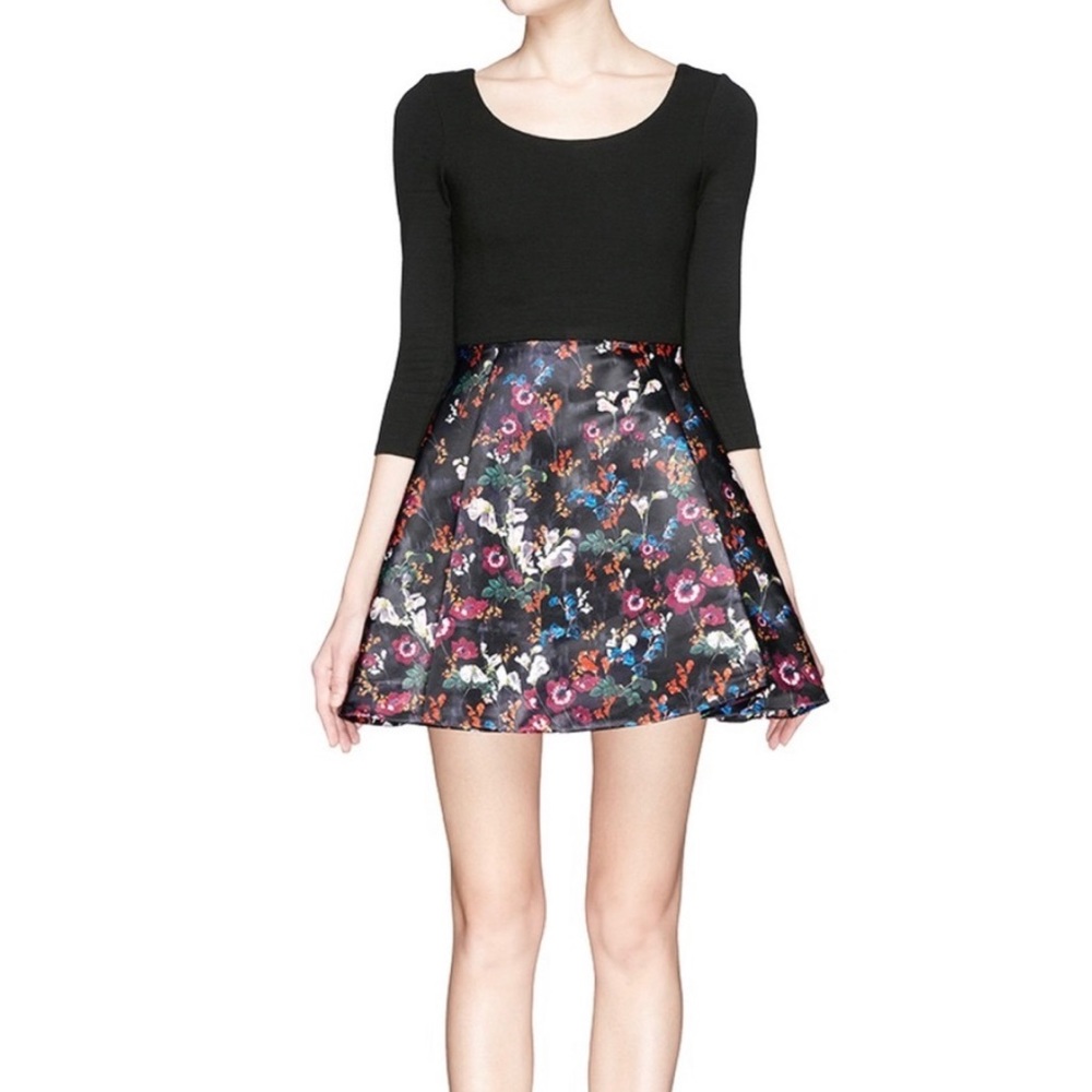 Alice & Olivia Amie Scoop Neck Fall Garden Dress